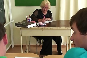 Venerable blonde granny teach boys teen