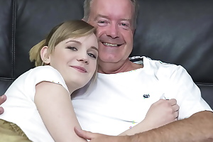 Sexy tow-haired bends over to get fucked by older man big flannel