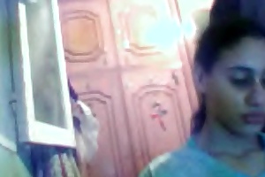 Busty Arab babe gives me handjob in amateur webcam vid