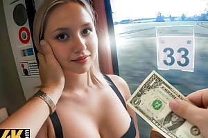 HUNT4K. Blonde babe sucked a cock in the Passenger station WC!